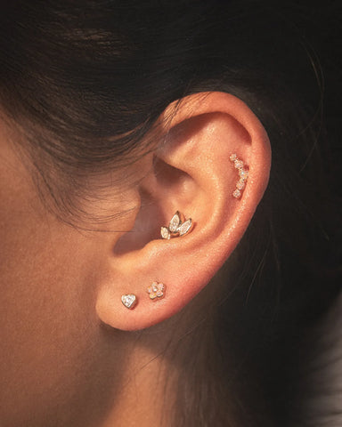 Bezel Flower Stud
