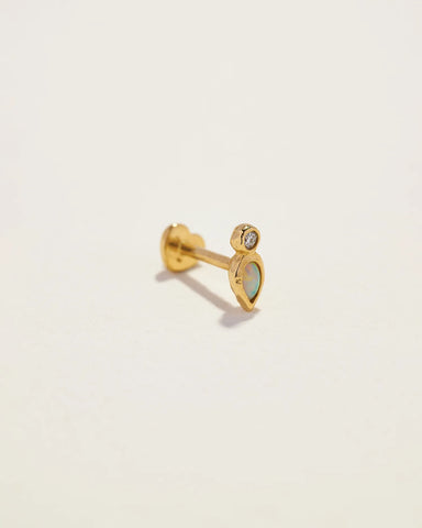 Bezel Pear Stud