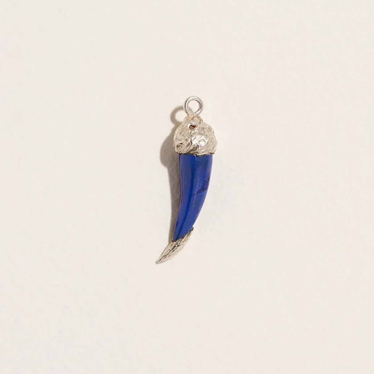 Cornicello Charm by Pamela Love – Charm in #product_material# (#product_color#).  cornicello-charm-sterling-silver-lapis-blue