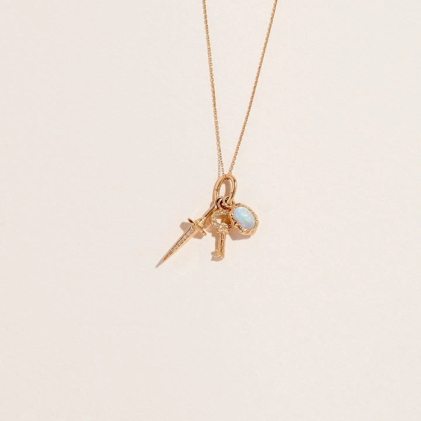 Dagger Charm by Pamela Love – Charm in #product_material# (#product_color#).  dagger-charm-gold-diamond-white