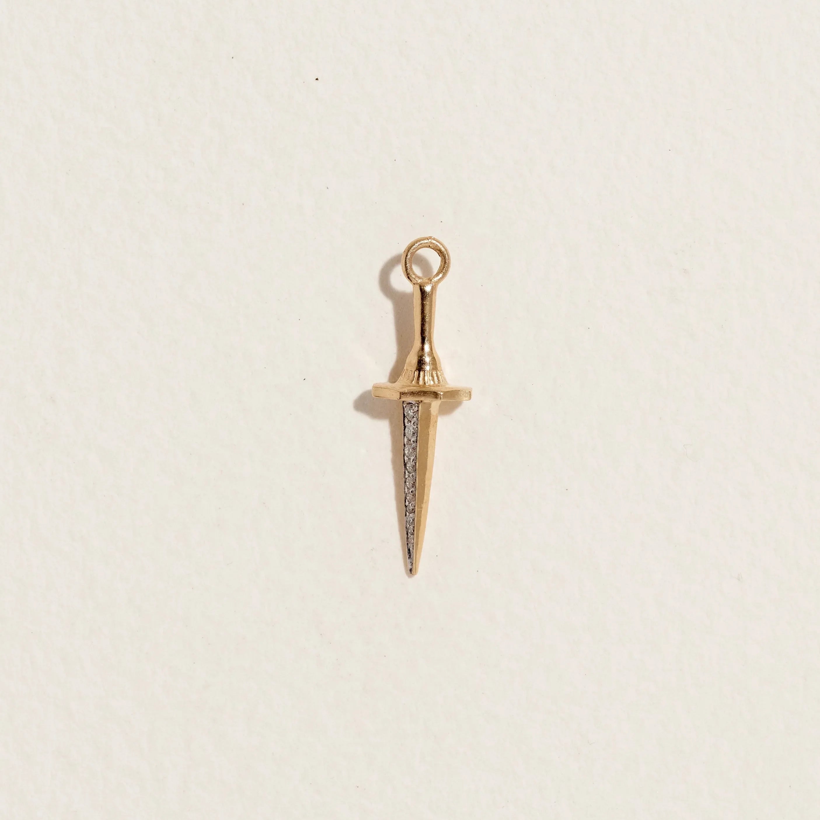Dagger Charm by Pamela Love – Charm in #product_material# (#product_color#).  dagger-charm-gold-diamond-white