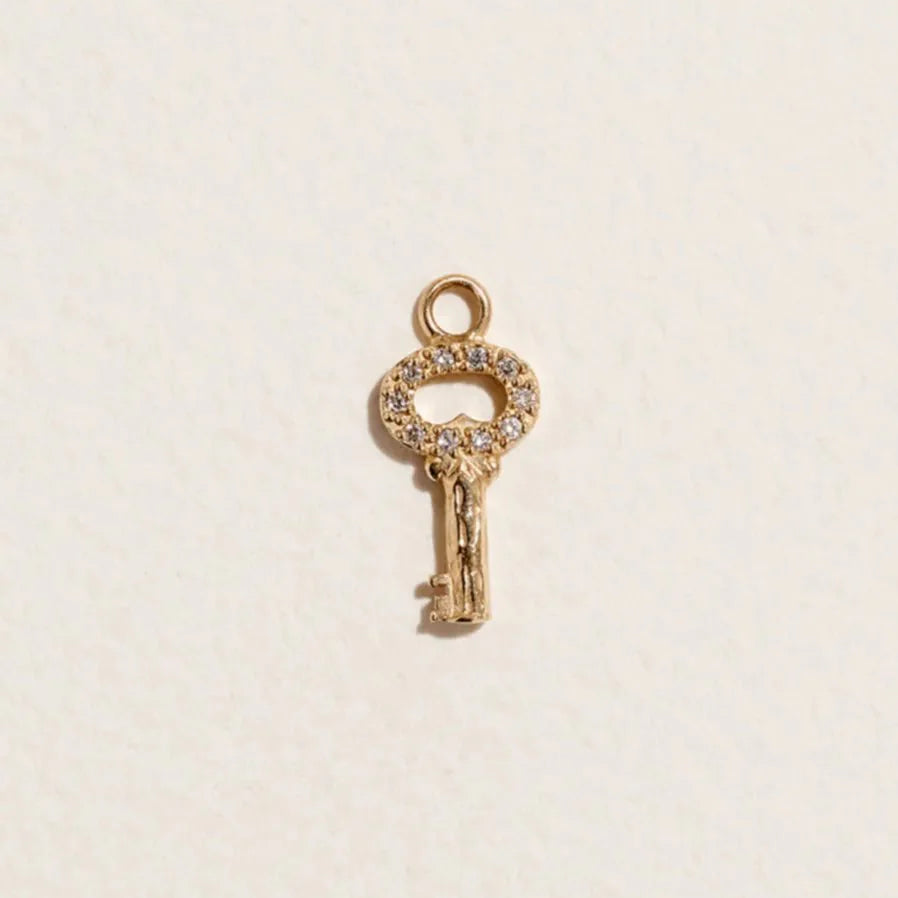 Fini’s Key Charm by Pamela Love – Charm in #product_material# (#product_color#).  fini-s-key-charm-gold-diamond-white