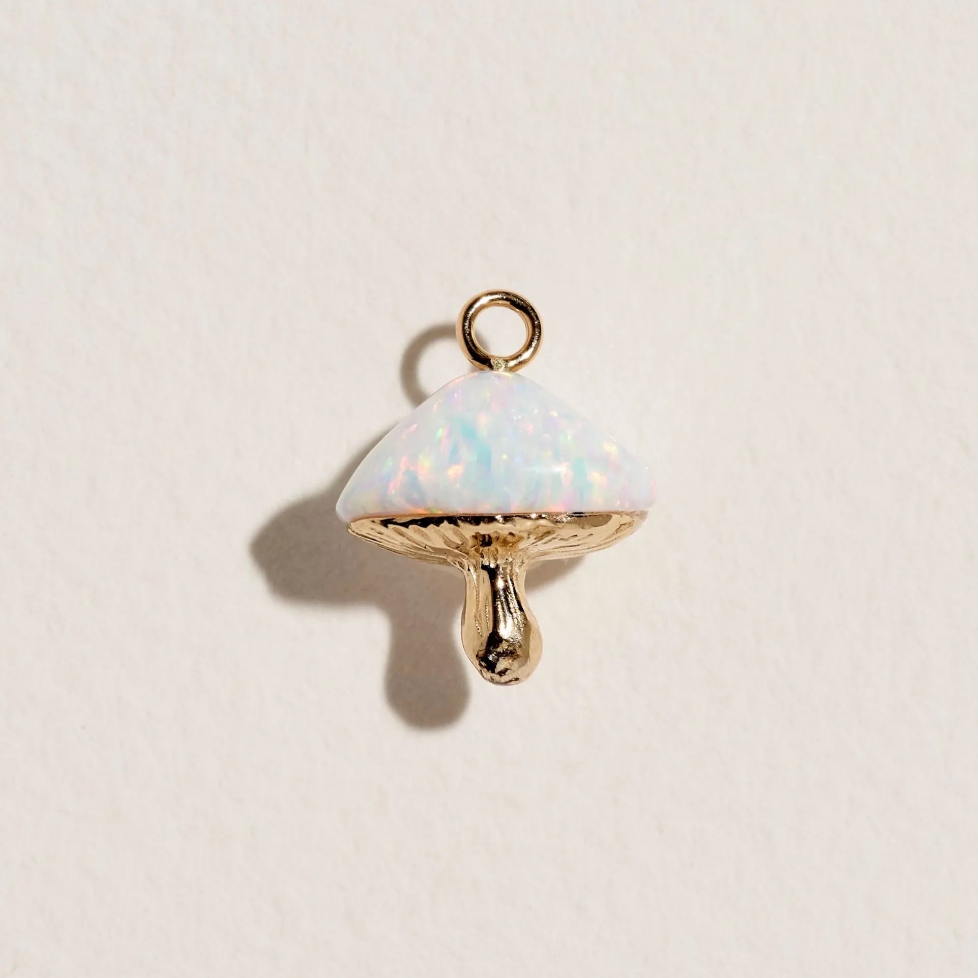 Inlay Mushroom Charm by Pamela Love – Charm in #product_material# (#product_color#).  inlay-mushroom-charm-gold-opal-white