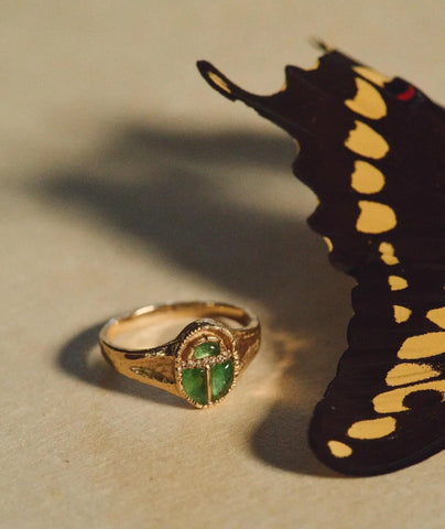 Inlay Scarab Ring