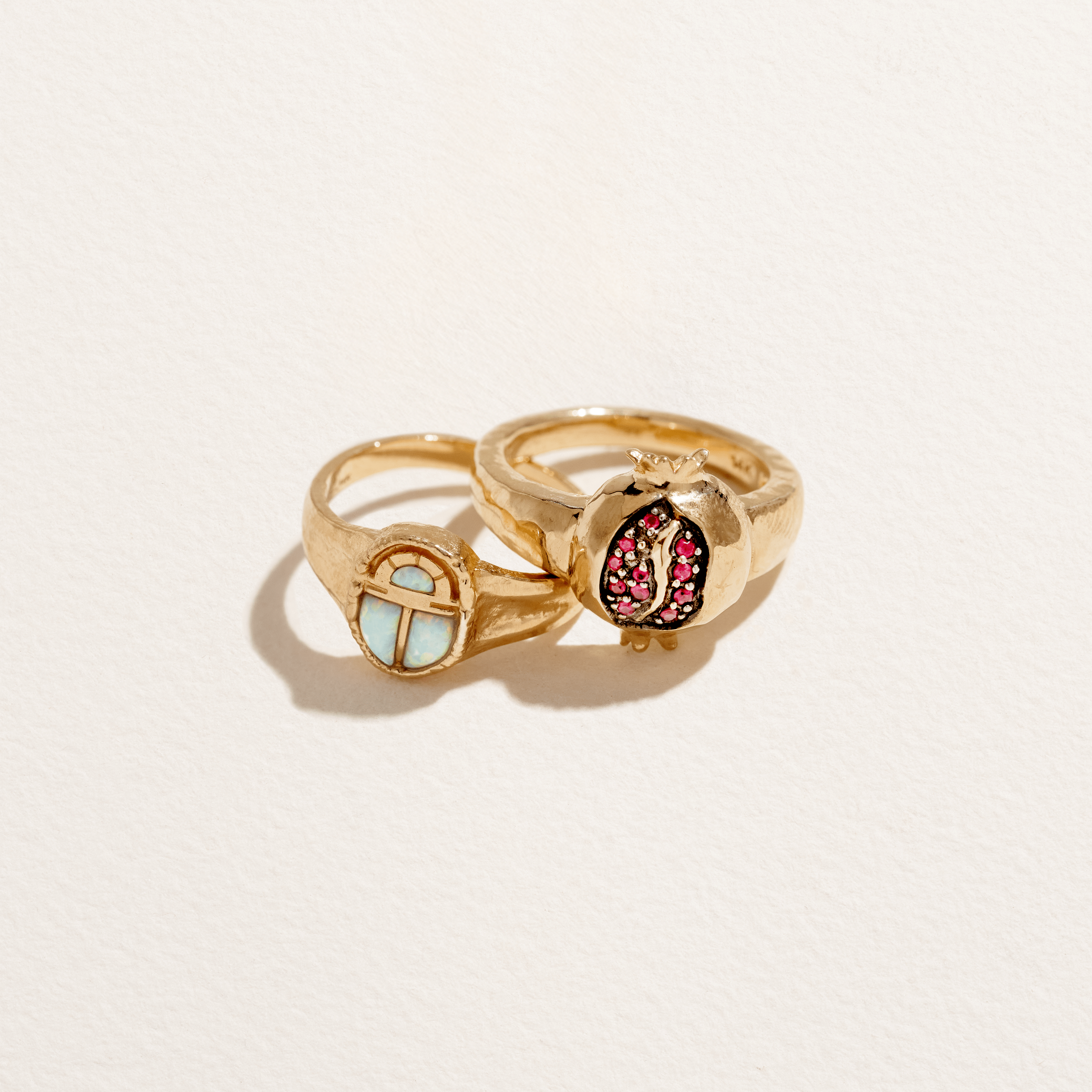 Inlay Scarab Ring by Pamela Love – Ring in #product_material# (#product_color#). inlay-scarab-ring-gold-opal-white
