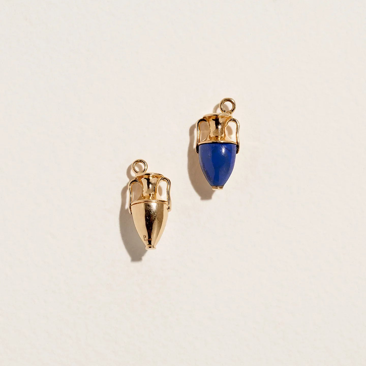 Inlay Vessel Charm by Pamela Love – Charm in #product_material# (#product_color#).  inlay-vessel-charm-gold-lapis-blue
