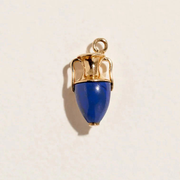 Inlay Vessel Charm by Pamela Love – Charm in #product_material# (#product_color#).  inlay-vessel-charm-gold-lapis-blue
