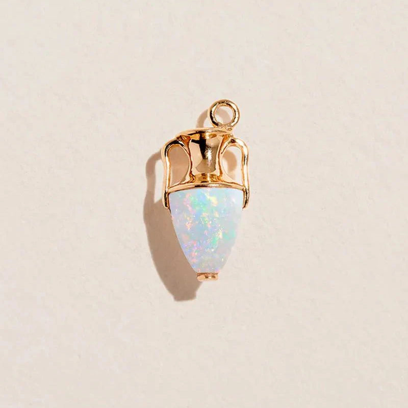 Inlay Vessel Charm by Pamela Love – Charm in #product_material# (#product_color#).  inlay-vessel-charm-gold-opal-white