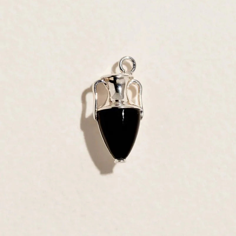 Inlay Vessel Charm by Pamela Love – Charm in #product_material# (#product_color#).  inlay-vessel-charm-sterling-silver-onyx-black
