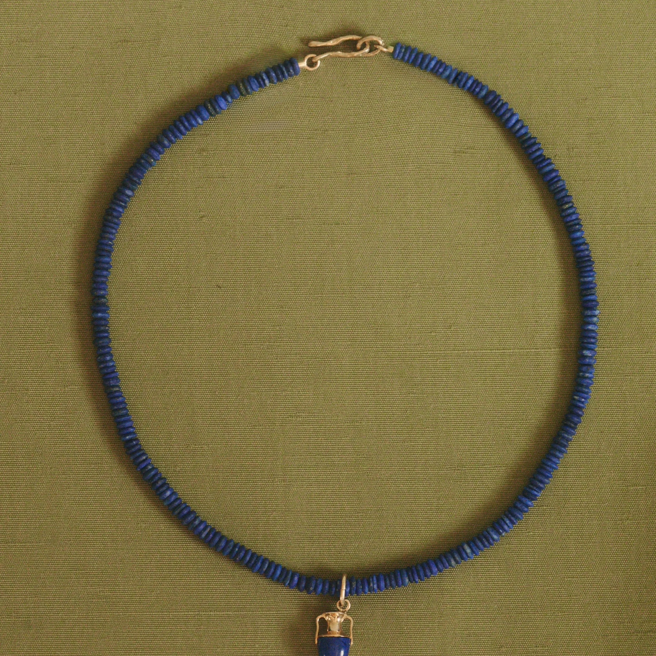 Lapis Rondelle Chain by Pamela Love – Necklaces in #product_material# (#product_color#).  lapis-rondelle-chain-gold-lapis-blue