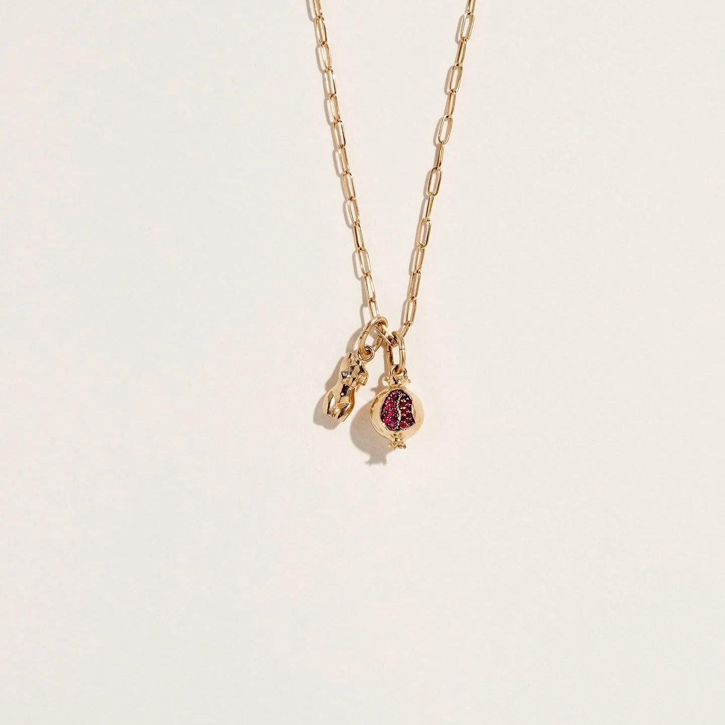 Persephone Charm by Pamela Love – Charm in #product_material# (#product_color#).  persephone-charm-gold-ruby-red