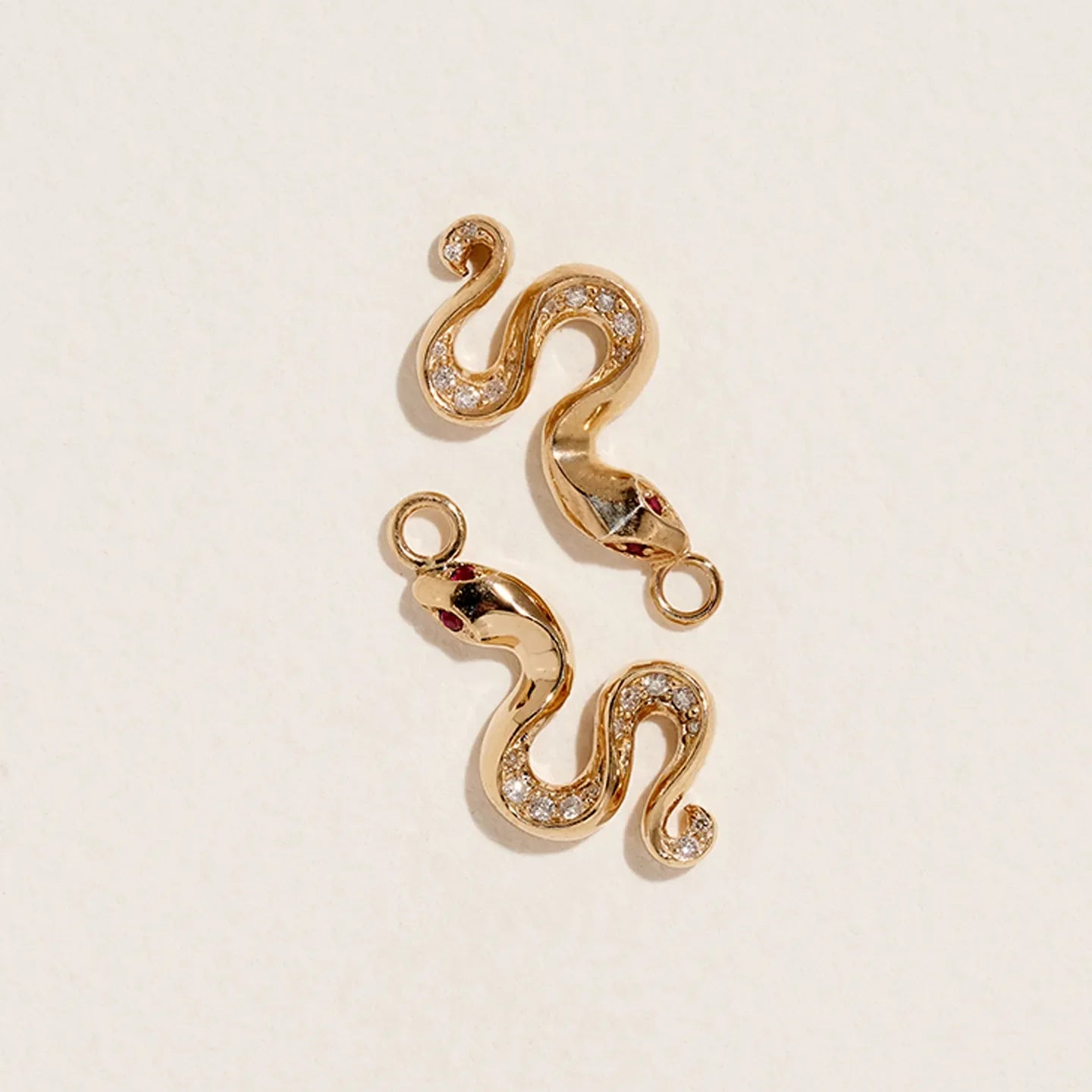 Serpente Charm by Pamela Love – Charm in #product_material# (#product_color#).  serpente-charm-gold-ruby-red