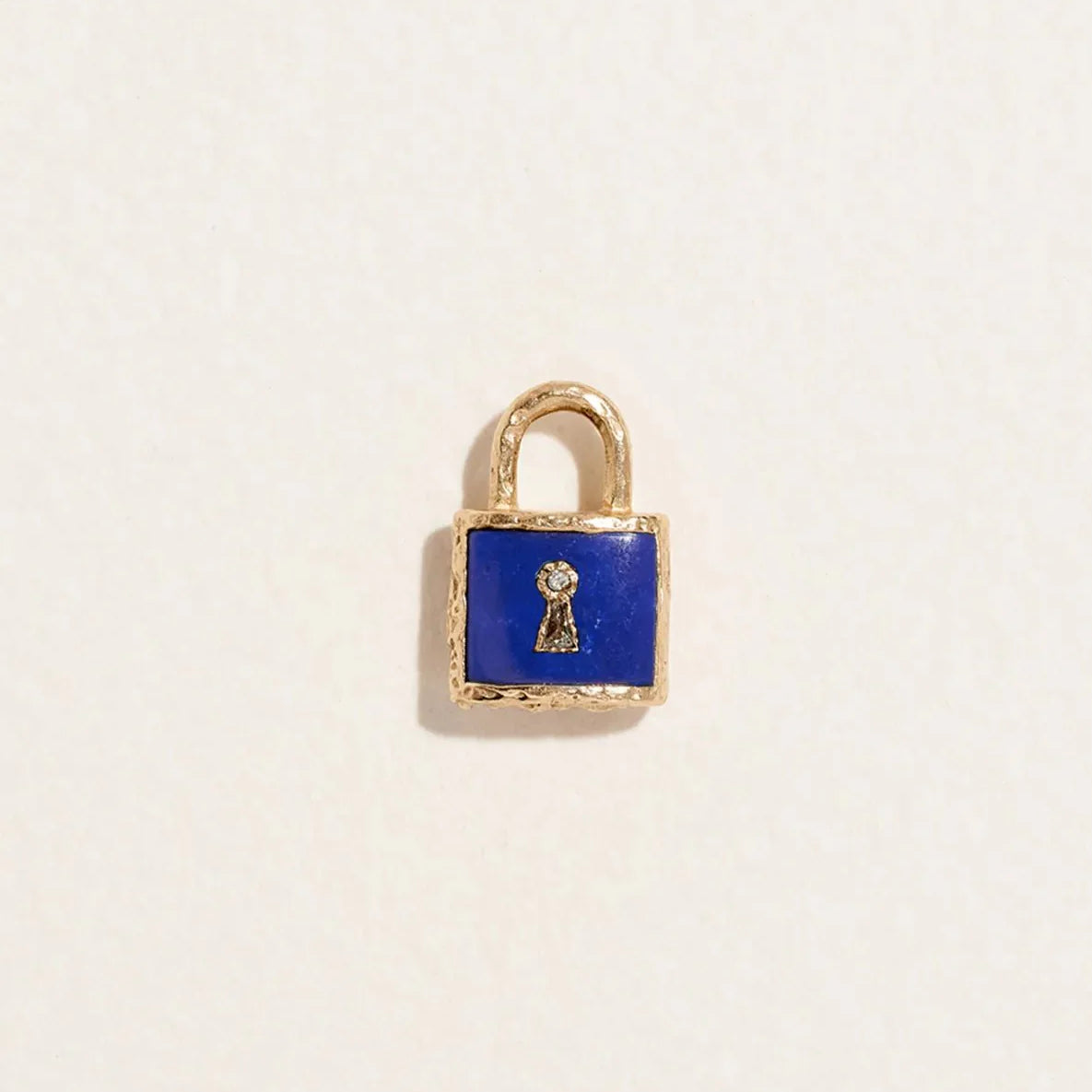 Serratura Charm by Pamela Love – Charm in #product_material# (#product_color#).  serratura-charm-gold-lapis-blue
