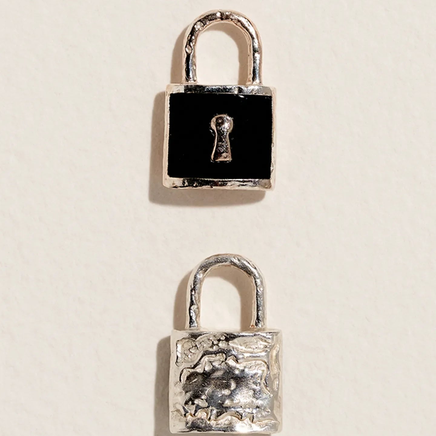 Serratura Charm by Pamela Love – Charm in #product_material# (#product_color#).  serratura-charm-sterling-silver-onyx-black