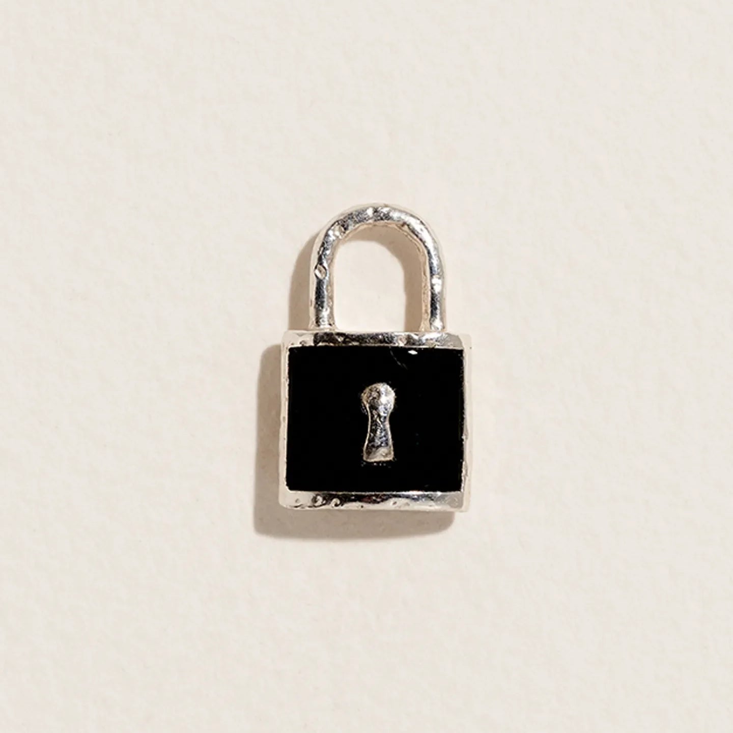 Serratura Charm by Pamela Love – Charm in #product_material# (#product_color#).  serratura-charm-sterling-silver-onyx-black