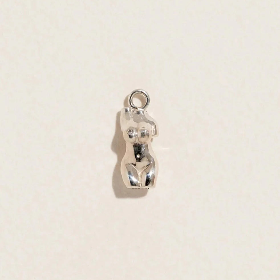 Torso Charm by Pamela Love – Charm in #product_material# (#product_color#).  torso-charm-sterling-silver-diamond-white
